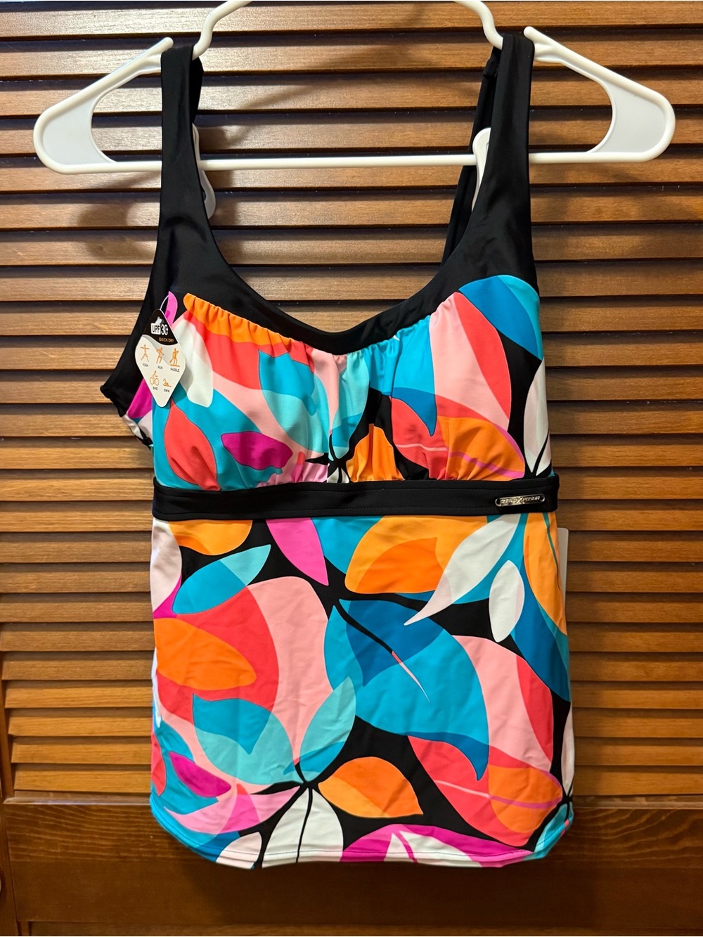 ZeroXposur Peasant Tankini Swim Top Large Floral Beach Swimwear